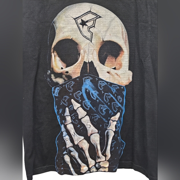 VTG Y2K Famous Stars & Straps Skull Shirt Black Rock Rap Style Tee Size Large - Picture 2 of 9